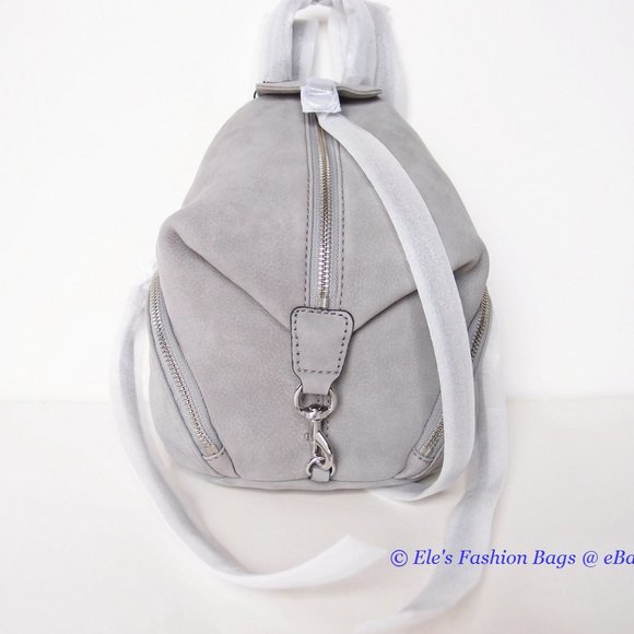 NWT Rebecca Minkoff Julian Mini Convertible Backpack GREY Nubuck Leather AUTHNTC main image 5